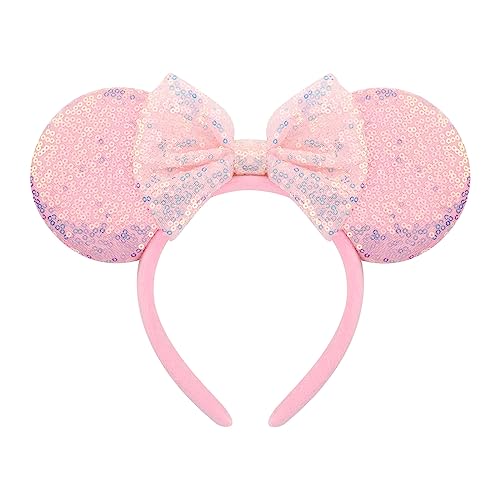 DRESHOW Orelhas de Rato Tiaras com Laço Decoração de Festa com Brilho Fantasia de Cosplay para Mulheres