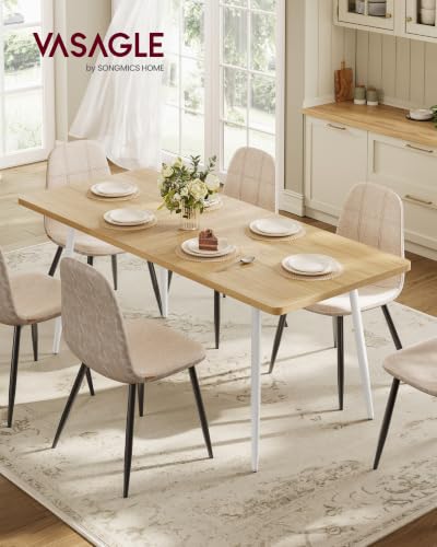 Image of VASAGLE 70.9 inch Dining Table for 6-8 People, Modern Kitchen Table, Heat-Resistant Tabletop, Quick Assembly, for Dining Room, Golden Oak and Cloud White, Island Collection UKDT108Y101S