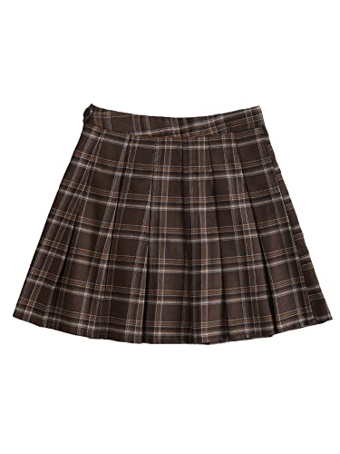 WDIRARA Women's Plaid High Waist Pleated Skater A Line Uniform Mini Skirt