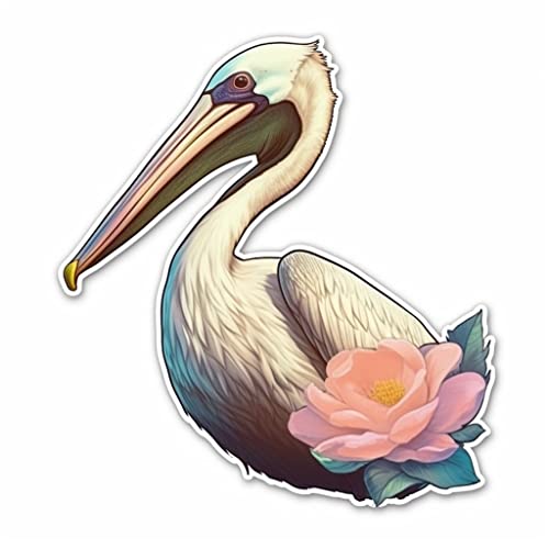 Image of Yoonek Graphics Louisiana Brown Pelican Bird Magnolia Flower Vinyl Decal Sticker for Car, Laptop, Tumbler, More. #008542-8