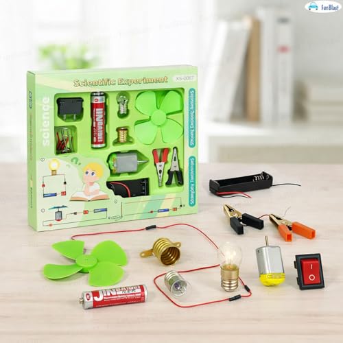 Image of FunBlast Science Experiment Kit - Science Kit for Kids, STEM Learning Kit, DIY Science Kit for Students & School Projects, Electric Circuit Kit for Students with Motor Fan Toy (Green)