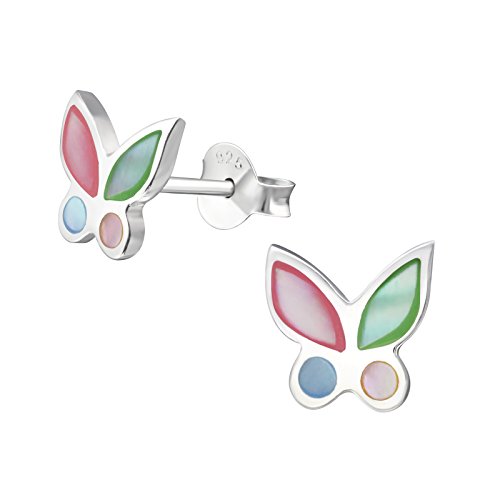 Laimons Pendientes para mujer Mariposa colorido Plata de ley 925