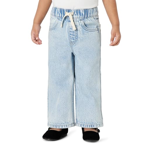 Amazon Essentials Baby Girls Soft Stretch Relaxed-Fit Wide Leg Jeans Classic Light Wash 3-6 Months