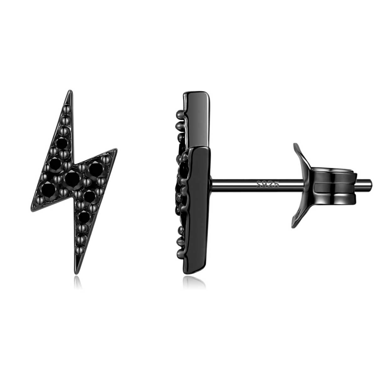 ForuistonGirls 925 Sterling Silver Post Earrings | Pave CZ Black Cross Earrings for Women Men