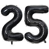 40 Inch Black 25 Number Balloons Giant Jumbo Huge 25 or 52 Foil Mylar Helium Number Digital Balloons Black Birthday Mylar Digital Balloons 25 Birthday Party 25th Anniversary Events Party Decorations