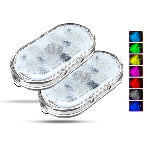 2 Pezzi Luci LED Ambiente Auto, Luci Interne RGB 7 Colori, Luce Touch Ricaricabile USB Magnetica,...