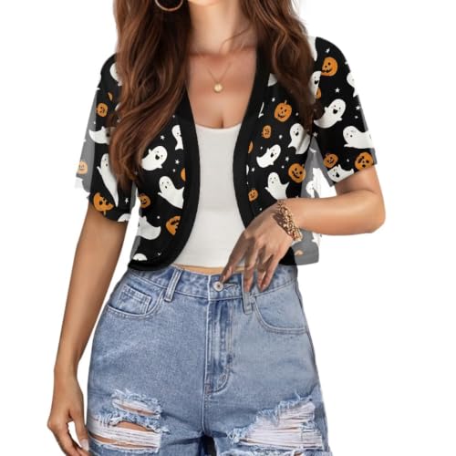 Image of Womens Short Sleeve Bolero Shrug Open Front Knit Cropped Cardigan Shoulder Cover for Dress Cute Casual Knit Cover Up