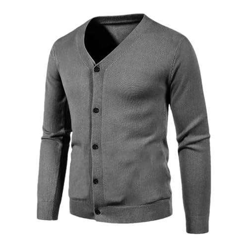 Men Slim Fit Button Front Knit Cardigan Sweater Casual Soft V Neck Long Sleeve Knitwear