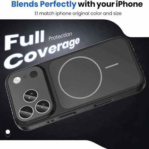 Image of DIZORO Magnetic Case for iPhone 17 Pro Case [Compatible with MagSafe][Built-in Camera Lens Protector] Slim Soft Silicone Bumper Shockproof Metallic Luster Back Cover Phone Case (Black)