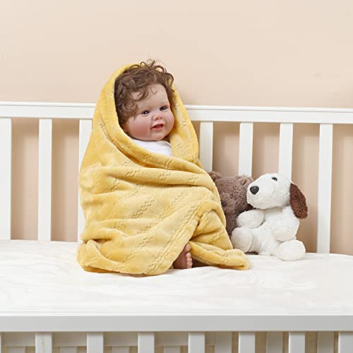 Image of CREVENT 30''X40'' Small Fluffy Warm Baby Toddler Blanket for Girls Boy Infant Toddler Crib Cot Stroller (Sunshine Yellow)