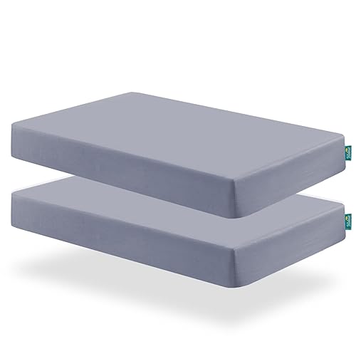 Paquete y sábana de juego paquete de 2 sábanas portátiles  Mini sábanas de cuna paquete de sábanas de microfibra ultra suave color gris preencogido
