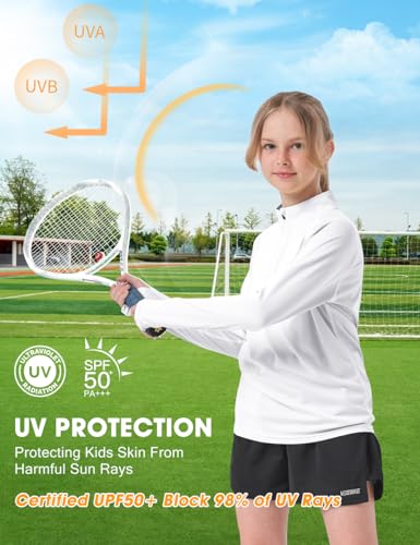 Youth Kids UPF50+ Shirts Long Sleeve Rash Guards Quick Dry Moisture Wicking Fishing Gym Athletic Shirts Thumbholes3