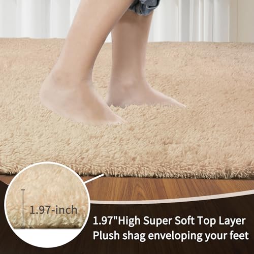 Sour Lemon Rugs Living Room 120x160cm, Beige Area Rugs for Bedroom, Washable Anti Slip Extra Large Shaggy Soft Rug Fluffy Modern Floor Carpets Mat Beside Carpet for Kids Living Room