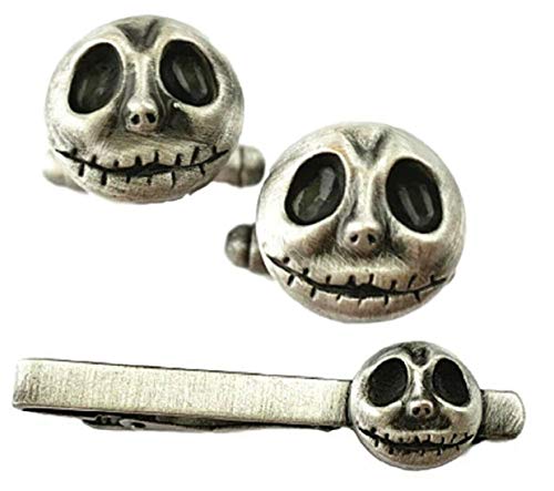 Nightmare Before Christmas Jack Skellington Pewter Cuff Links & Tie Clip Set