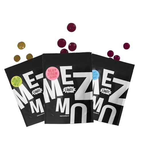 Image of MEZMO soft jelly healthy n yummy candy with natural fruit sugar 144gms 36 jellies (Pack of 3) - Very Strawberry,Perky Peppermint & Raw Mango