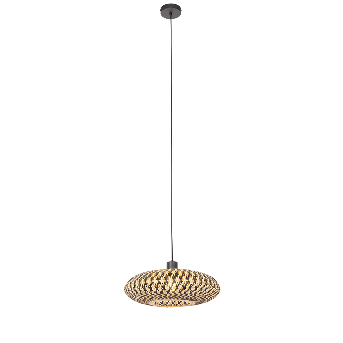 Qazqa Oriental Lámpara colgante oriental bambú negro 40 cm - Ostrava Bambú/Acero Redonda Adecuado para LED Max. 1 x 25 Watt