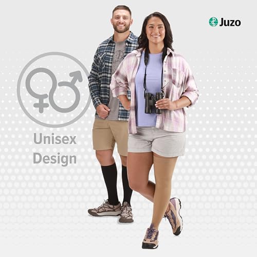 Image of Juzo Dynamic Varin, 3511 Knee-High 20-30 mmHg Closed Toe Compression Stocking with Silicone Top Band - Men & Women, Max Short, 4 (IV), Black