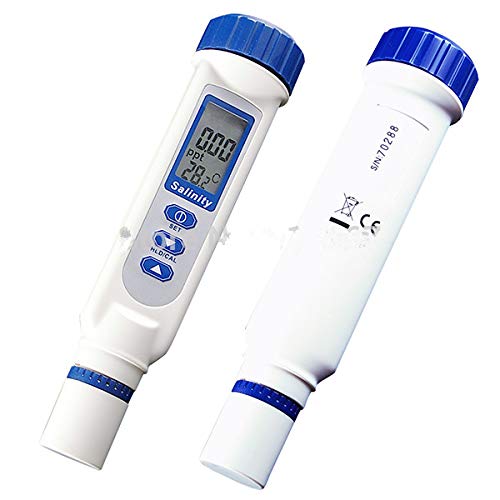 Hindotech Digital Salinity Meter Temp Meter Pen Style Salt Water Quality Tester Handheld Measurement Monitor Tester IP65 Waterproof, for Aquarium & Seawater