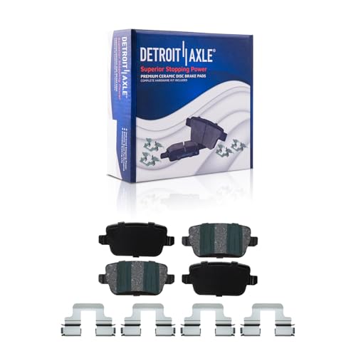 Image of Detroit Axle - Pair (2) Rear Disc Brake Kit Rotors w /Ceramic Pads | w /Hardware replacement for 2008 2009 2010 2011 2012 Land Rover LR2