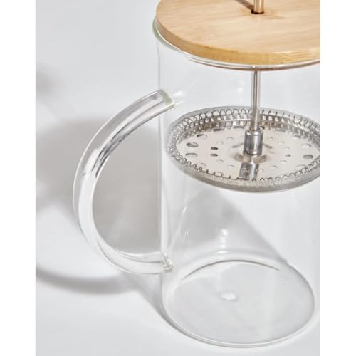 Image of Glass French Press Coffee Maker-Heat-Resistant Borosilicate Glass with Eco-Friendly Bamboo Lid & Wood Knob - Manual Coffee & Tea Brewer with Measurement Markings & Stainless Filter