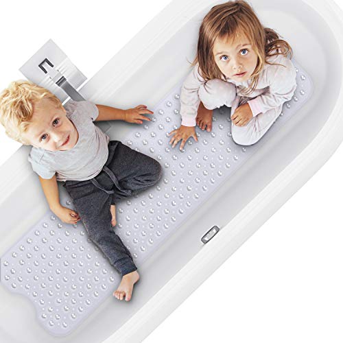 Magicfun Alfombra Antideslizante Bañera, Alfombrilla de Bañera con Ventosas Antideslizante con 200 Pontentes Ventosas, Extra Larga Seguridad Antibacteriana para Cuarto de Baño 100 x 40cm, Transparente