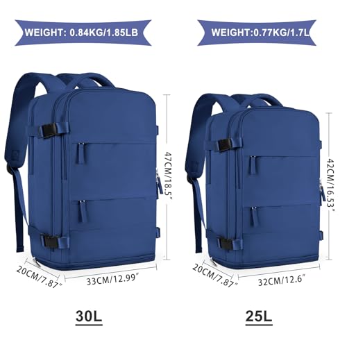 Image of coowoz Large Travel Backpack For Women Men,Carry On Backpack Flight Approved,Hiking Backpacks Outdoor Rucksack Casual Daypack Travel Bag Essentials Personal Item Backpack (Royal Blue L)