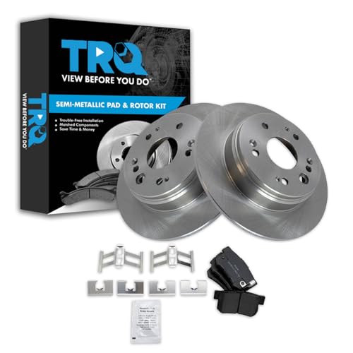 Image of TRQ Rear Brake Pad and Rotor Set Semi Metallic Rotors | For 2002-2004 Honda CR-V