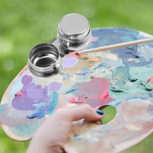 Vasos de paleta de acero inoxidable para evitar derrames de pintura al óleo y diluente 4