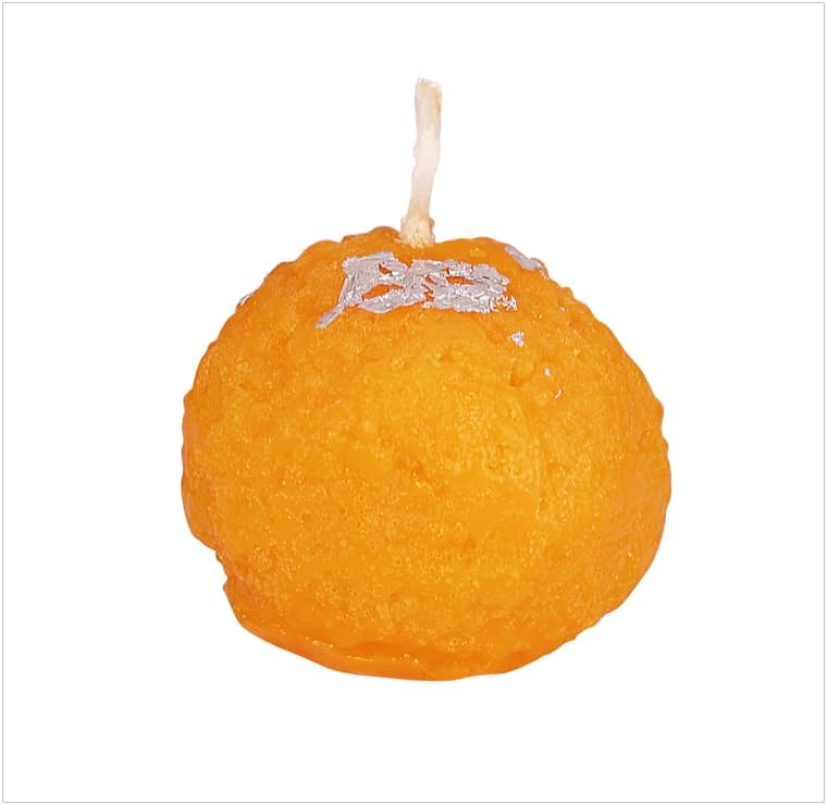 E-COSMOS Vibrant Orange Ladoo-Shaped Decorative Candles - Premium Hand-Poured Motichur Laddoo Wax Candles for Diwali Home Decor & Gifting | Set of 6 2
