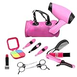 【Utilisation facile】 : débloquez l'imagination de votre enfant avec notre ensemble de maquillage, contenant un sèche-cheveux, différents styles de fer à friser, 2 paires de ciseaux, un miroir et un sac de rangement pour un plaisir sans gâchis. Fonctionnez facilement avec le peigne fourni.