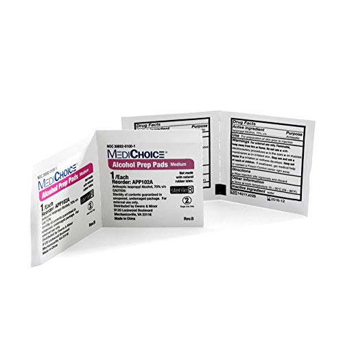 MediChoice Alcohol Prep Pads, 2-Ply Sterile, 7% Isopropyl Alcohol, Medium, 1.19×2.63 Inch, 1314APP102A (Case of 4000)