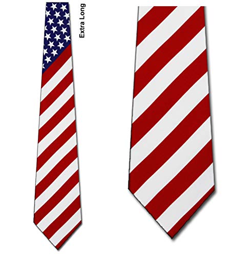 American Flag Tie Extra Long - Mens Patriotic Tie