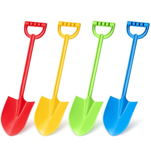 Dsmile 4PCS Beach Sand Shovels for Kids,15 inch Travel Beach Toys Colorful Shovel for Kids Outdoor Digging,Play Sandbox Toys