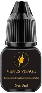 VENUS VISAGE Eyelash Glue for Professional Lash Extensions - Extra Strong Lash Glue 5ml - 1-2 Sec Dry Time & 6-7 Weeks Bonding - Extra Black Lash Adhesive - Latex Free Lash Adhesive(5ml)
