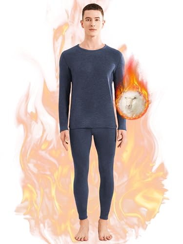 [ANGEL CITIZ] あったかインナー メンズ [吸湿発熱・中厚・伸縮性] 防寒肌着 上下セット ヒートテック 長袖シャツ ズボン下 ロングタイツ 保温インナー カシミア とシルク 裏起毛 防寒インナー 冬用