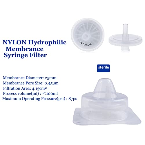 Image of Sterile Syringe Filter Nylon Hydrophilic Filtration 0.45 um Pore Size, 25 mm Membrane Diameter Sterile Nylon Membrane Individually Packed 20 /pk by Labfil