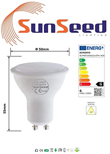 SUNSEED 10 X GU10 6W LED Light Bulb Replacement for 41W Halogen Bulb Neutral White 4000K 120°, Pack of 10 - Neutral White 4000k - Image 4