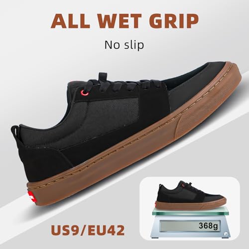 Mens MTB Mountain Bike Cycling Shoes for Flat Pedals,Suitable for Free Riding Mountain Biking D/H Enduro Cross Trail Commuter BMX,Black4