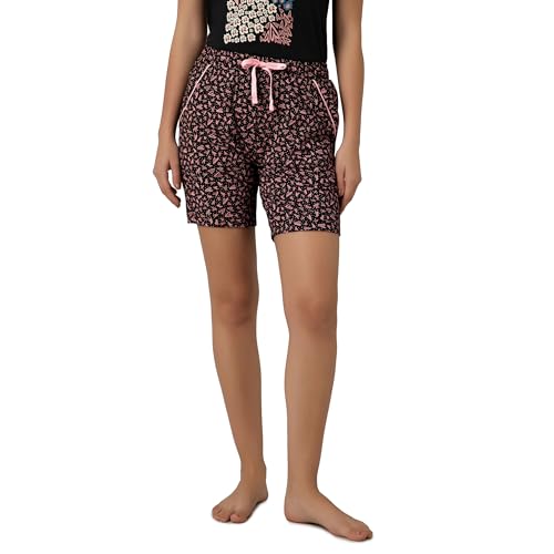 Image of Amante Womens Pink Cherry Printed Relaxed Fit Sleep Shorts