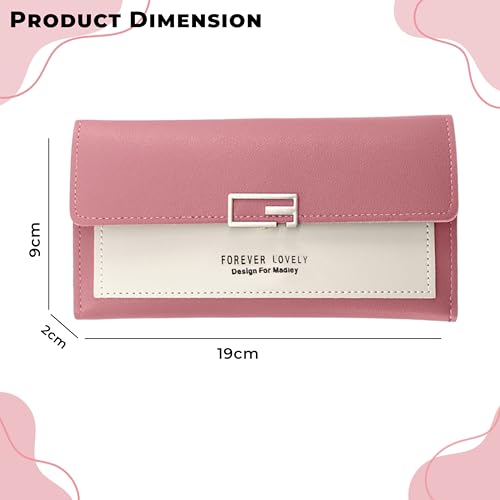 Image of Kraptick Women's Wallet - Stylish & Compact Clutch Purse, Card & Coin Holder with 13 Slots, Money Organizer & Travel Wallet for Women (Baby Pink)