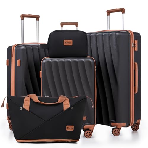 Image of Luggage Sets 5 Piece Suitcases with Wheels,ABS Hard Case Suitcases with Spinner Wheels,Durable Travel Luggage(Black, 5 Piece Set(20 inch /24 inch /28 inch))