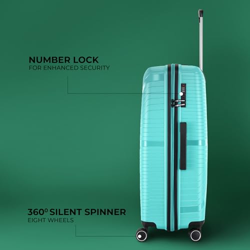 Image of Stony Brook Nasher Miles Axis 75 Cm 28 Inch Polypropylene Hard-Sided 4 Wheels Spinner Check-in Luggage Trolley Bag (Light Blue)