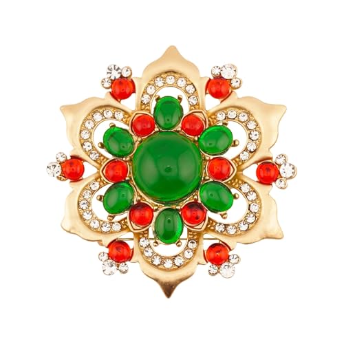 Image of Sriomu Vintage Women's Austrian Crystal Elegant Flower Brooch Party Wedding Broach Pin Red Green Gold Silver