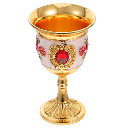 BRIGHTFUFU Retro European Style Goblet Wine Cup for Home Bar Use Vintage Drinking Cup with Pattern for Parties and Decorations