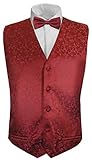 Kinder Anzug Weste mit Fliege 2tlg Bordeaux rot floral für Kinderanzug 170-176 (16 Jahre)
