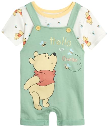 Image of Disney Baby Boys Shorts Set - 2 Piece Spiderman Mickey Mouse Cars Winnie the Pooh Shortall Romper Shirt Short Set (0-3M-24M)