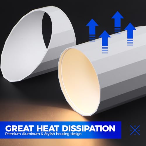 Barrina Up Lights Indoor Spotlight, 3000K GU10 Bulb, 2 in 1 Detachable Uplight Indoor Floor Can Light, 6.56FT Plug Cord & Foot Switch Accent Lighting for Plant Picture Home, White, 4 Packs