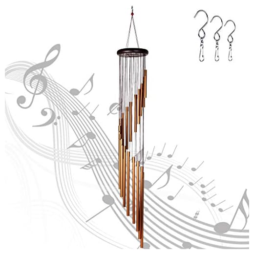Epartswide Wind Chimes Outdoor,Large Wind Chimes,36" Garden Chimes with 18 Aluminum Alloy Tubes and 3 S Hooks for Garden Patio Decor(Golden)
