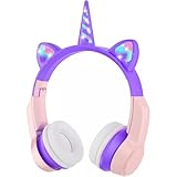 Kiko Unicorn Cat Ear Bluetooth Wireless LED Lights Foldable Headphone Headset Built in Mic FM Radio...