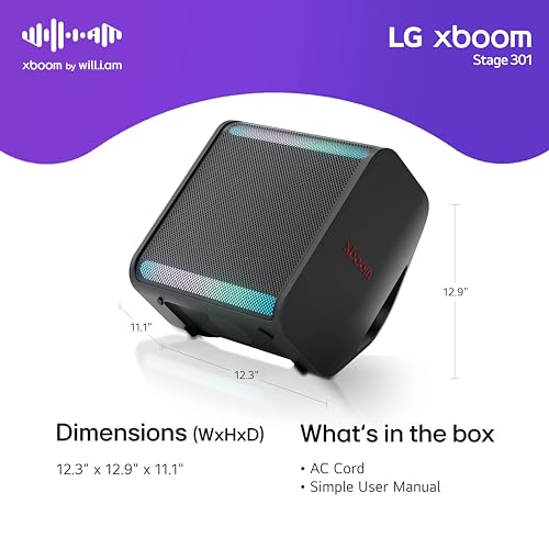 Image of LG xboom Stage 301 by will.i.am, xboom Signature Sound, Portable Party Speaker, 6.5 inch woofer and Dual 2.5 inch midrange Drivers, up to 12 Hours of Playback, Wedge Design + Tripod Port, IPX4 Water Resistant